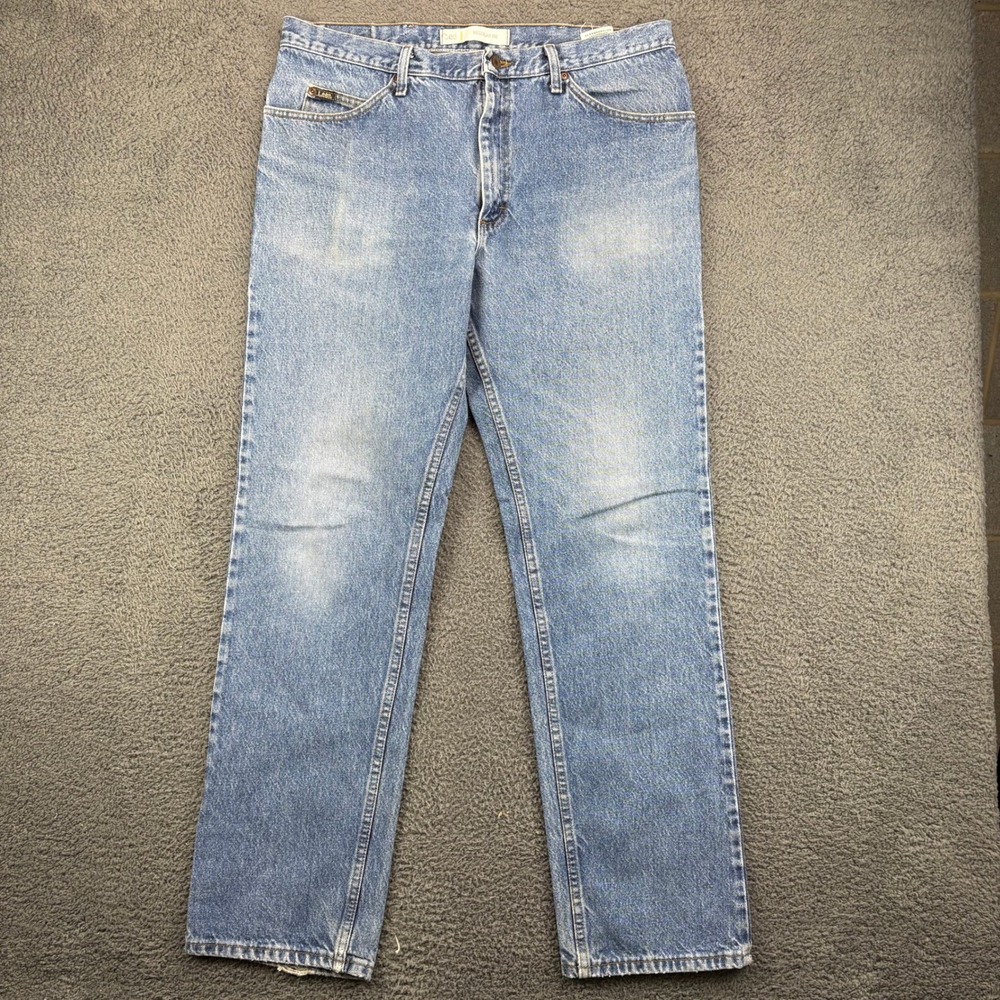 Lee Regular Fit Straight Leg Jeans Mens 38x34 Light Wash Blue Denim 2008940‎